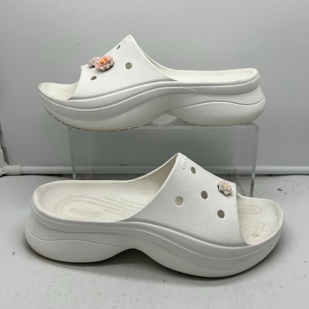 Crocs Sandals Womens 8 Bae Slide Platform White Slip On - Picture 1 of 7